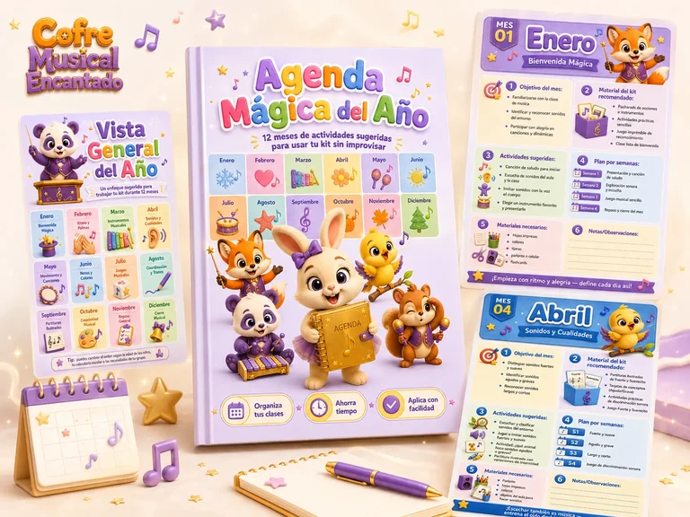 Agenda Mágica del Año con planificación de actividades musicales